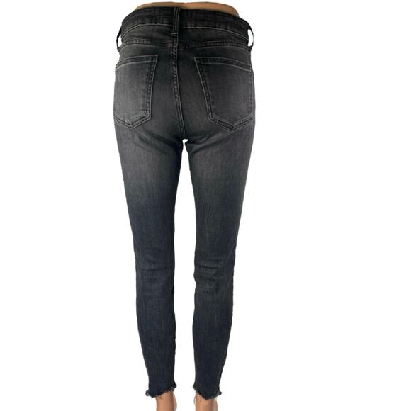 Zara Women's Black Washed High Waisted Raw Hem Skinny Denim Jeans Size 6 - Picture 3 of 5